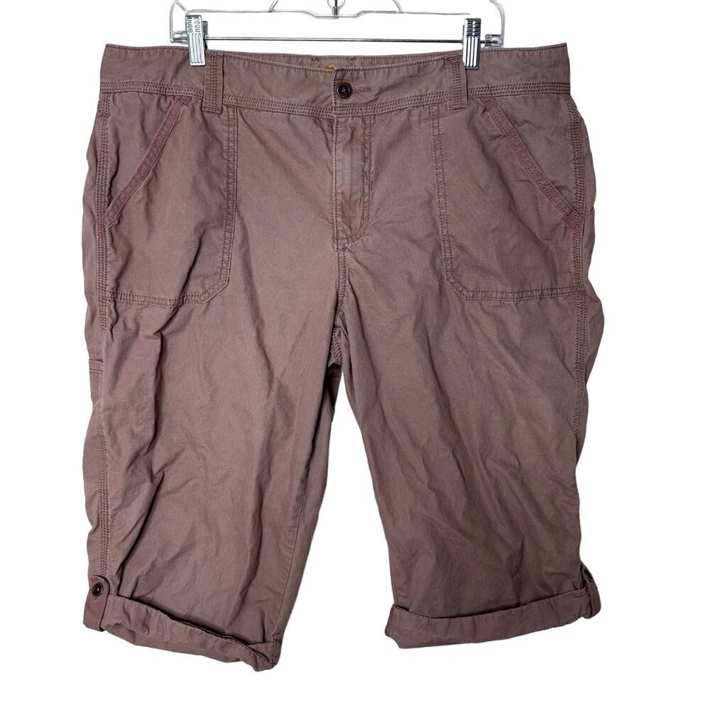 Carhartt Womens Crop Roll Tab Hem Relaxed Fit Ripstop Pants Size 18 Dusty Rose